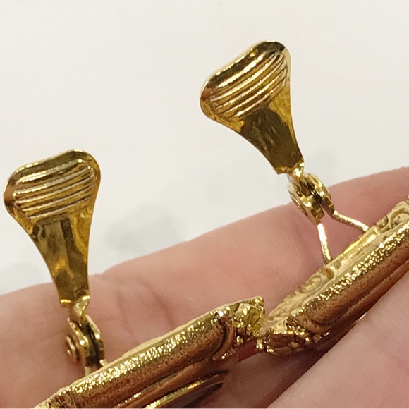 1928 Ancient Coins Framed Roman Greek Mixed Metal Gold Silver Clip On Earrings - Picture 11 of 13